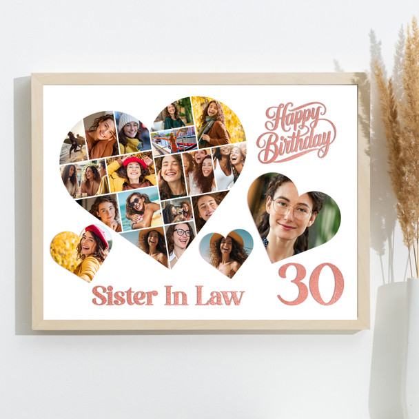 Photo Collage 30th Birthday Gift For Sister-In-Law 20-Photo s Print Or Canvas