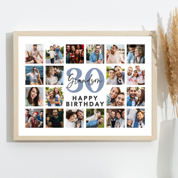 Photo Collage 30th Birthday Custom Gift For Grandson 20-Photo Print Or Canvas