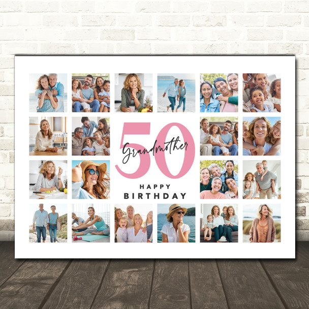 Photo Collage Print Or Canvas 50th Birthday Custom Gift For Grandmother 20-Photo