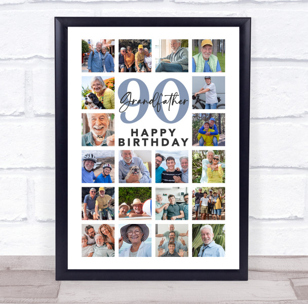 Photo Collage Print Or Canvas 90th Birthday Custom Gift For Grandfather 20-Photo