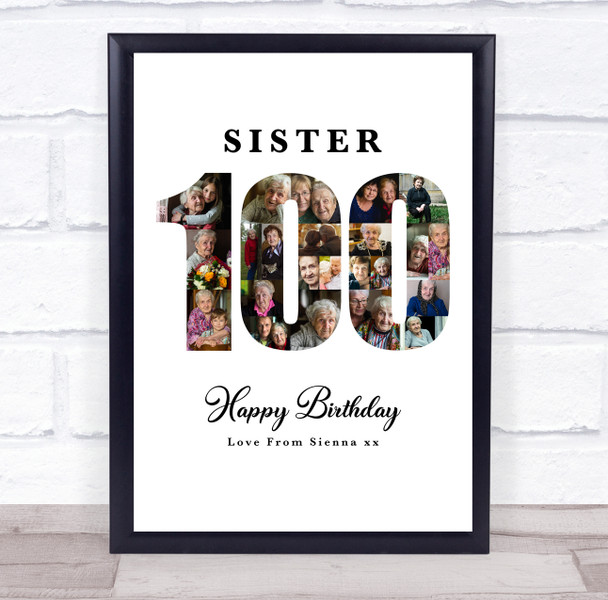 Photo Collage 100th Birthday Gift For Her Gift For Her 23-Photo White 100 Print