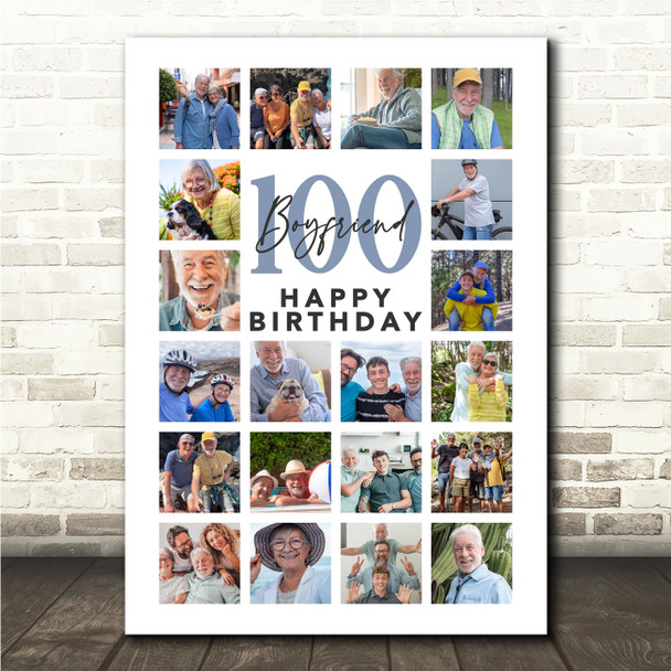 Photo Collage Print Or Canvas 100th Birthday Custom Gift For Boyfriend 20-Photo