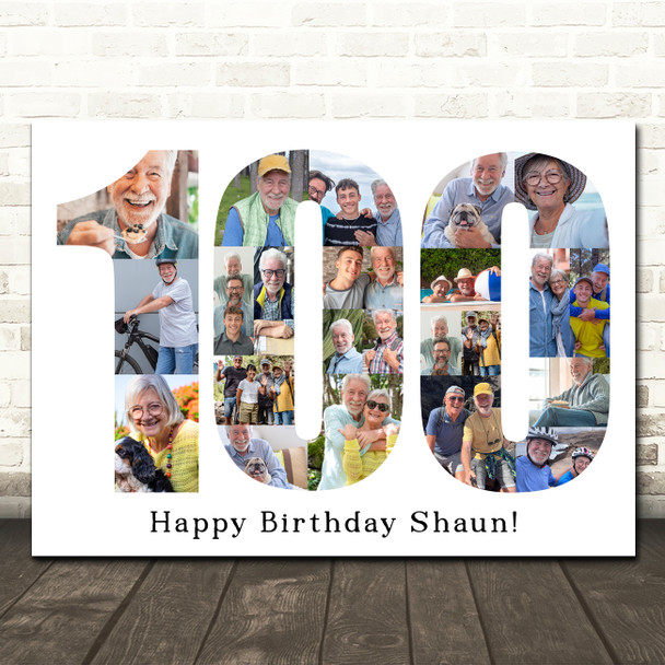 Photo Collage Print Or Canvas 100th Birthday 23-Photo Birthday Gift For Him 100