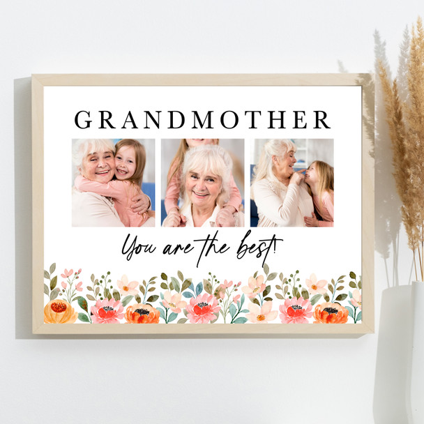 Photo Collage Gift For Grandmother Mother's Day 3-Photo You Are The Best Print