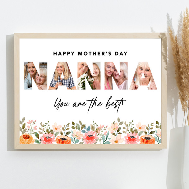 Photo Collage Gift For Nanna Mother's Day 3-Photo Nanna You Are The Best Print