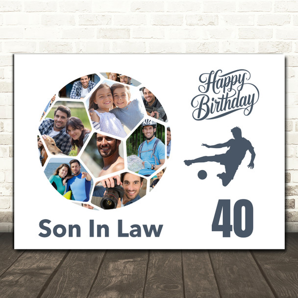 Photo Collage Print Canvas 40th Birthday Gift For Son-In-Law 14-Photo Football