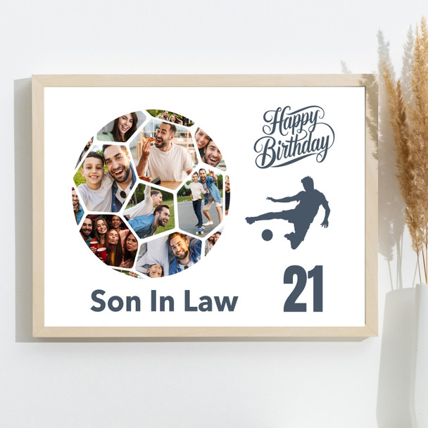 Photo Collage Print Canvas 21st Birthday Gift For Son-In-Law 14-Photo Football