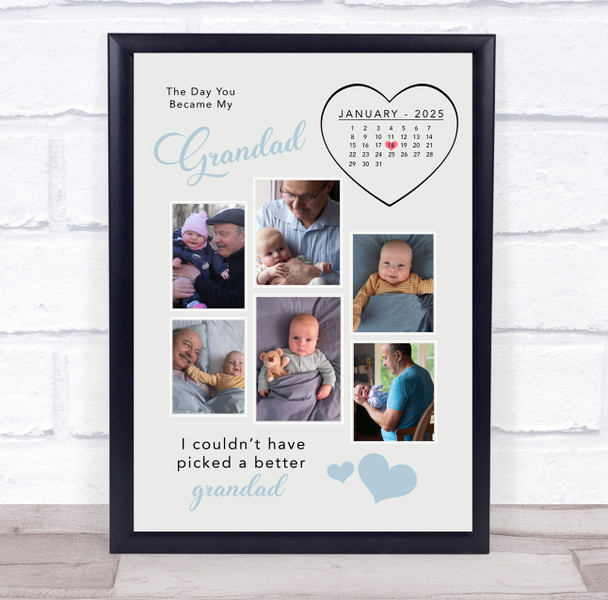 Photo Collage Gift For Grandad First Father's Day 6-Photo Calendar Date Print