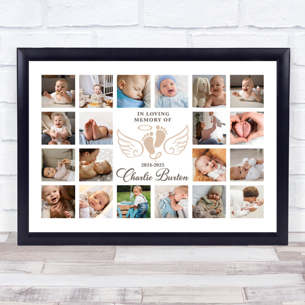 Photo Collage Kids Memorial Gift For Anyone 20-Photo Neutral Baby Wings Print