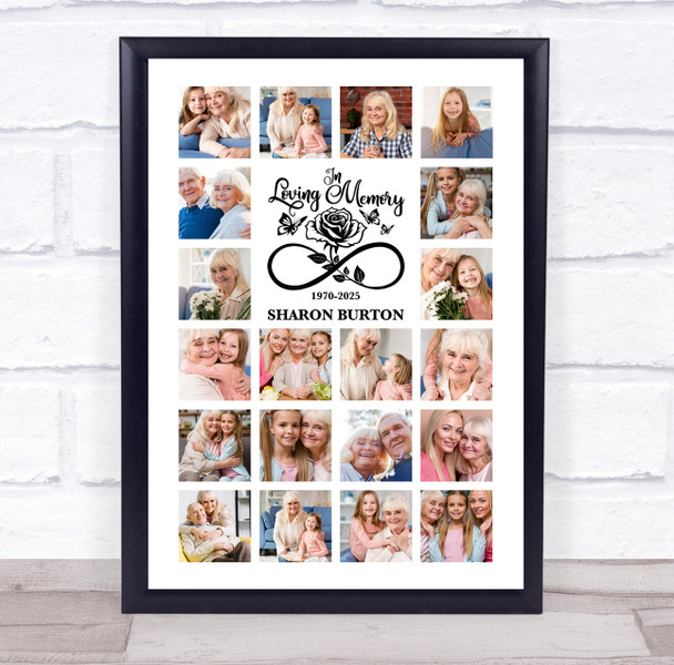 Photo Collage Print Or Canvas Memorial Gift For Anyone 20-Photo Infinity Rose