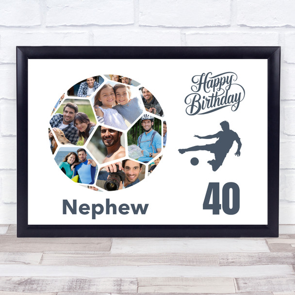 Photo Collage Print Or Canvas 40th Birthday Gift For Nephew 14-Photo Football