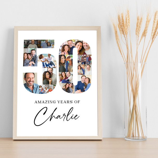 Photo Collage Print Or Canvas 50th Birthday 17-Photo Birthday Gift For Him 50