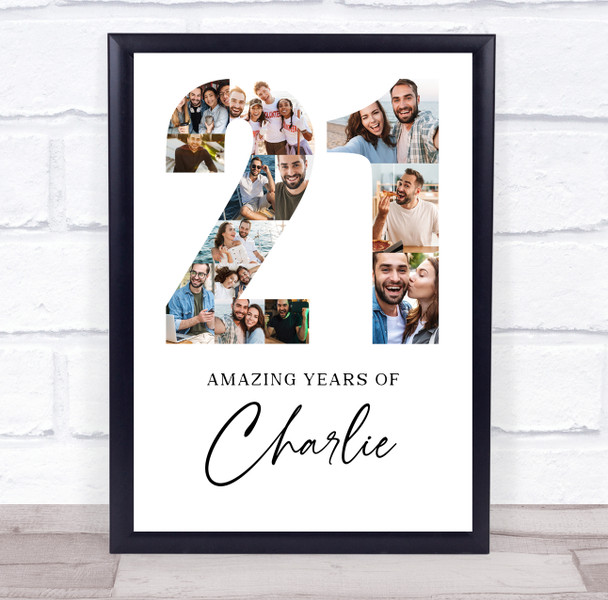 Photo Collage Print Or Canvas 21st Birthday 13-Photo Birthday Gift For Him 21
