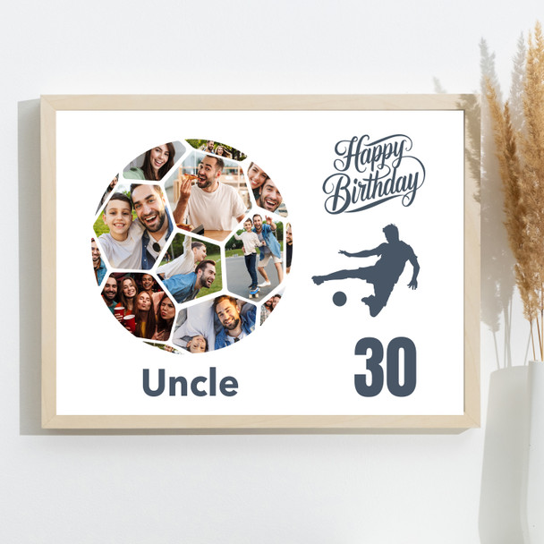 Photo Collage Print Or Canvas 30th Birthday Gift For Uncle 14-Photo Football