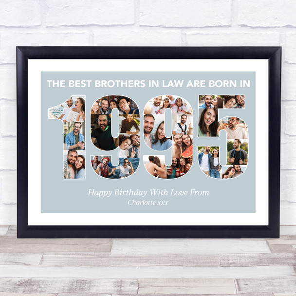 Photo Collage Blue Birthday Gift For Brother-In-Law 22-Photo Year 1995 Print