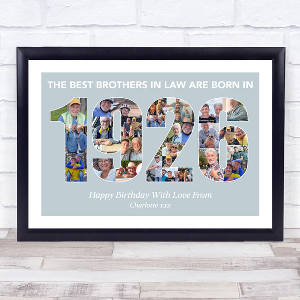 Photo Collage Blue Birthday Gift For Brother-In-Law 27-Photo Year 1926 Print