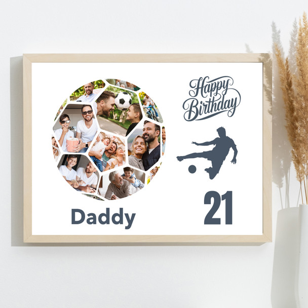 Photo Collage Print Or Canvas 21st Birthday Gift For Daddy 14-Photo Football