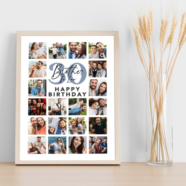 Photo Collage Print Or Canvas 30th Birthday Gift For Brother-In-Law 20-Photo