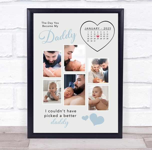 Photo Collage First Father's Day Gift For Daddy 6-Photo Calendar Date Print