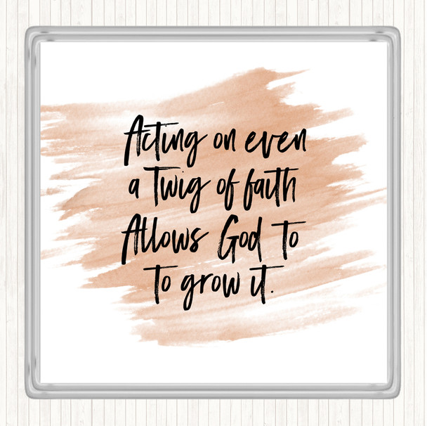 Watercolour Twig Of Faith Quote Coaster