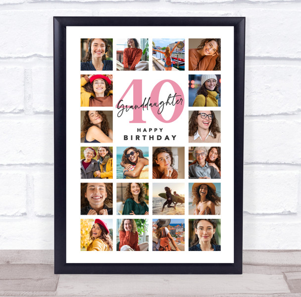 Photo Collage Print Or Canvas 40th Birthday Gift For Granddaughter 20-Photo