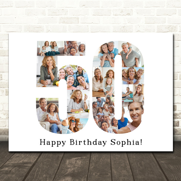 Photo Collage Print Or Canvas 50th Birthday Gift For Her 17-Photo Number 50