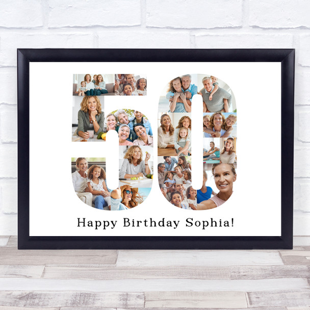 Photo Collage Print Or Canvas 50th Birthday Gift For Her 17-Photo Number 50