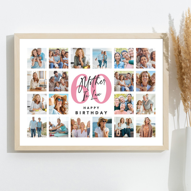 Photo Collage Print Or Canvas 60th Birthday Gift For Mother-In-Law 20-Photo