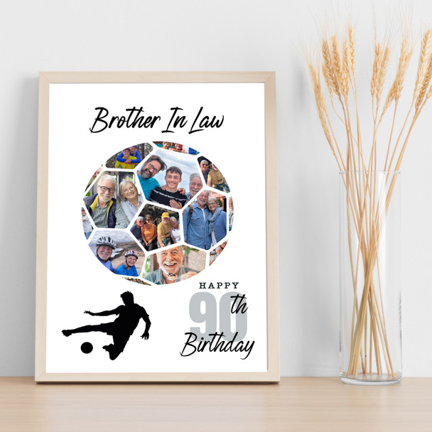 Photo Collage 90th Birthday Gift For Brother-In-Law 14-Photo Football Print