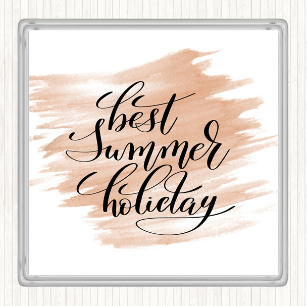 Watercolour Best Summer Holiday Quote Coaster