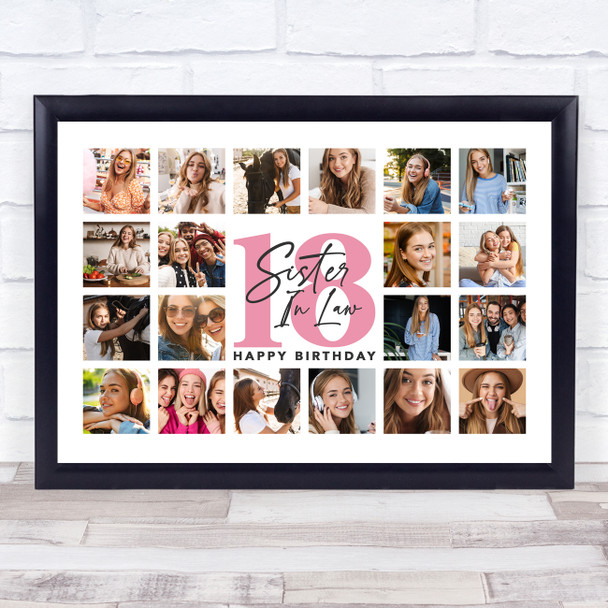 Photo Collage Print Or Canvas 18th Birthday Gift For Sister-In-Law 20-Photo