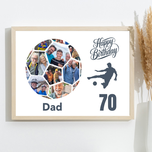 Photo Collage Print Or Canvas 70th Birthday Gift For Dad 14-Photo Football