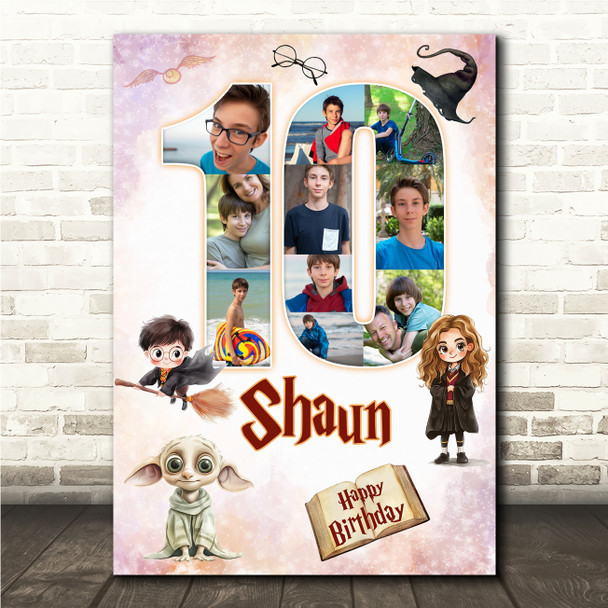 Photo Collage 10-Photo 10th Birthday Gift For Kids Boys Harry Potter Print
