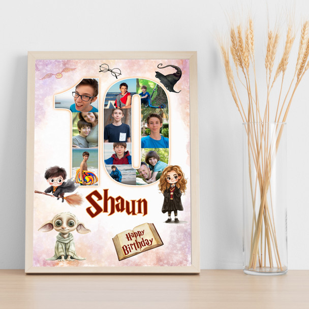 Photo Collage 10-Photo 10th Birthday Gift For Kids Boys Harry Potter Print
