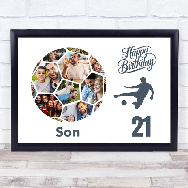 Photo Collage Print Or Canvas 21st Birthday Gift For Son 14-Photo Football
