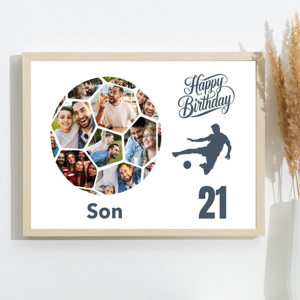 Photo Collage Print Or Canvas 21st Birthday Gift For Son 14-Photo Football