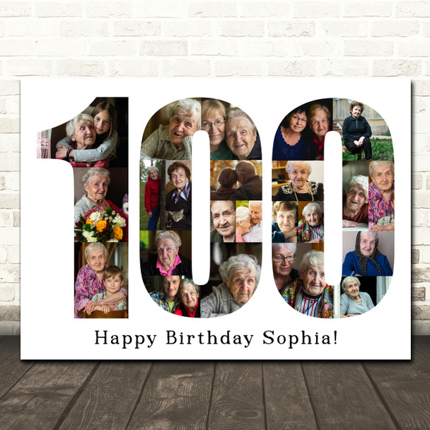 Photo Collage 100th Birthday Gift For Her Gift For Her 23-Photo 100 Print Canvas