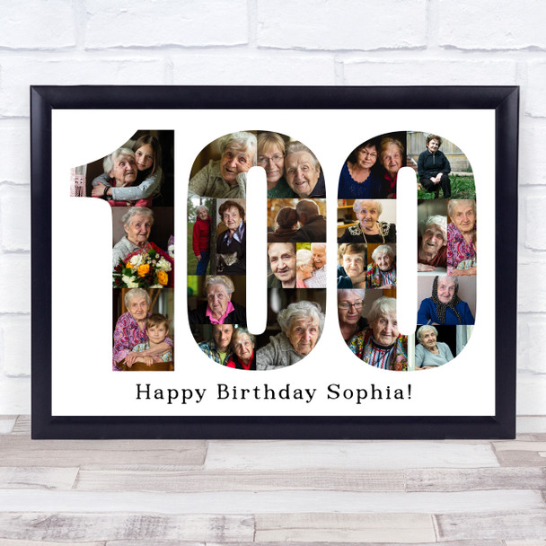 Photo Collage 100th Birthday Gift For Her Gift For Her 23-Photo 100 Print Canvas