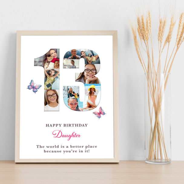 Photo Collage 10-Photo 13th Birthday Gift For Teens Girls Butterfly Print Canvas