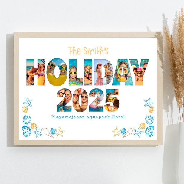 Photo Collage 11-Photo Family Holiday 2025 Seashell Gift For Anyone Print Canvas