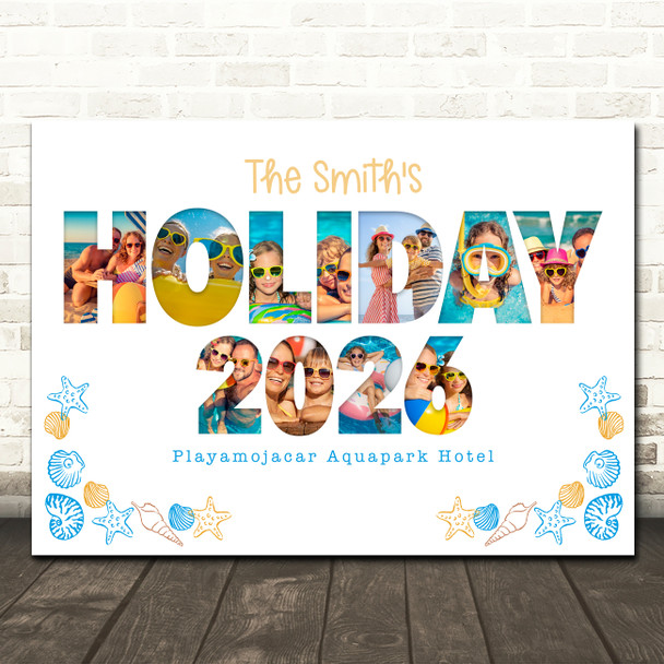 Photo Collage 11-Photo Family Holiday 2026 Seashell Gift For Anyone Print Canvas