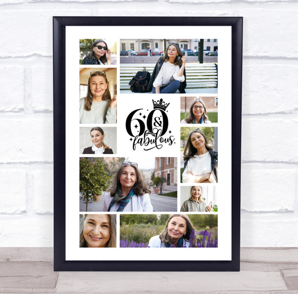 Photo Collage 60th Birthday Gift For Anyone 10-Photo 60th Birthday Print Canvas