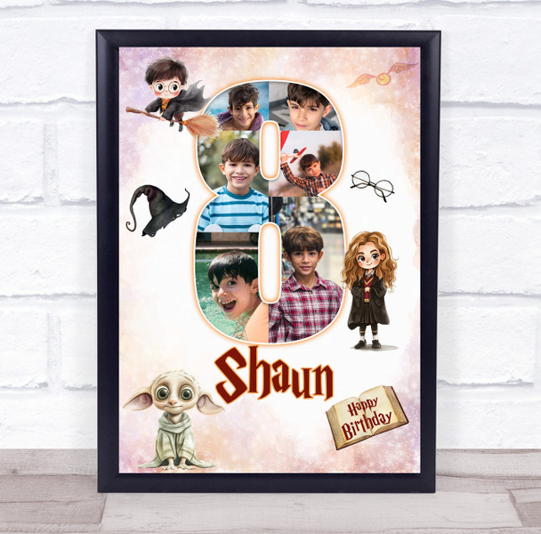Photo Collage 6-Photo 8th Birthday Gift For Kids Boys Harry Potter Print Canvas
