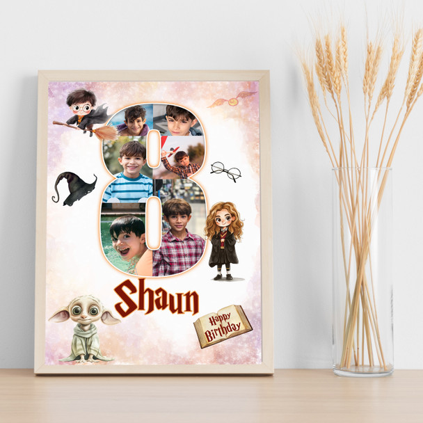 Photo Collage 6-Photo 8th Birthday Gift For Kids Boys Harry Potter Print Canvas