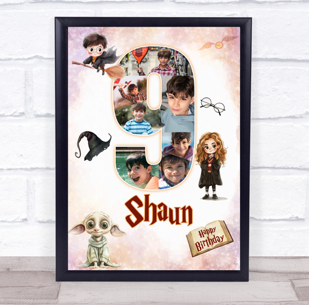 Photo Collage 7-Photo 9th Birthday Gift For Kids Boys Harry Potter Print Canvas