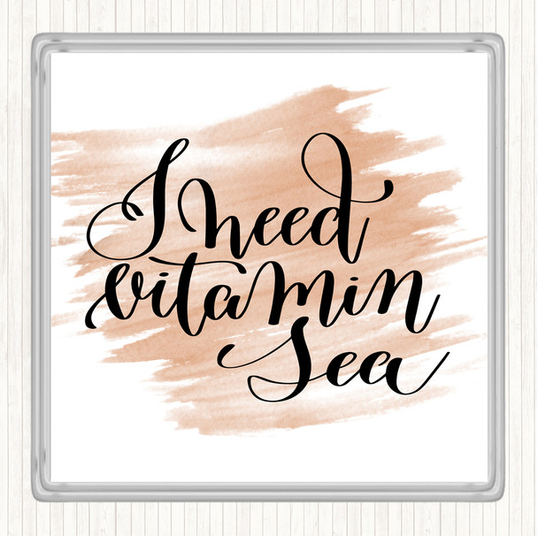 Watercolour Vitamin Sea Quote Coaster