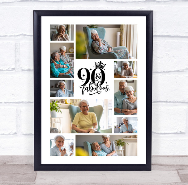 Photo Collage 90th Birthday Gift For Anyone 10-Photo 90th Birthday Print Canvas