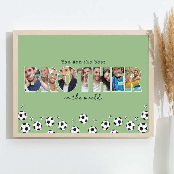 Photo Collage Green Football 7-Photo Any Occasion Gift For Brother Print Canvas