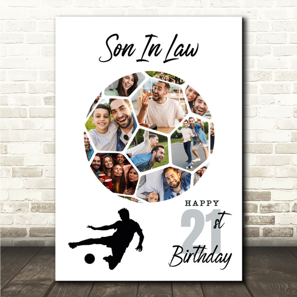 Photo Collage 21st Birthday Gift For Son-In-Law 14-Photo Football Print Canvas