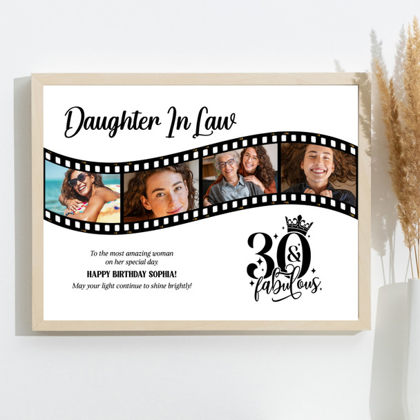 Photo Collage 30th Birthday Gift For Daughter-In-Law 4-Photo Film Print Canvas